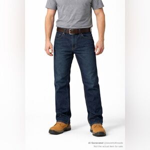 Caterpillar CAT Men’s Dark Blue Work Jeans – W36 L30.5 Durable Stretch